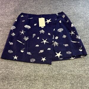 a new day Navy and White Seashell Print Skirt